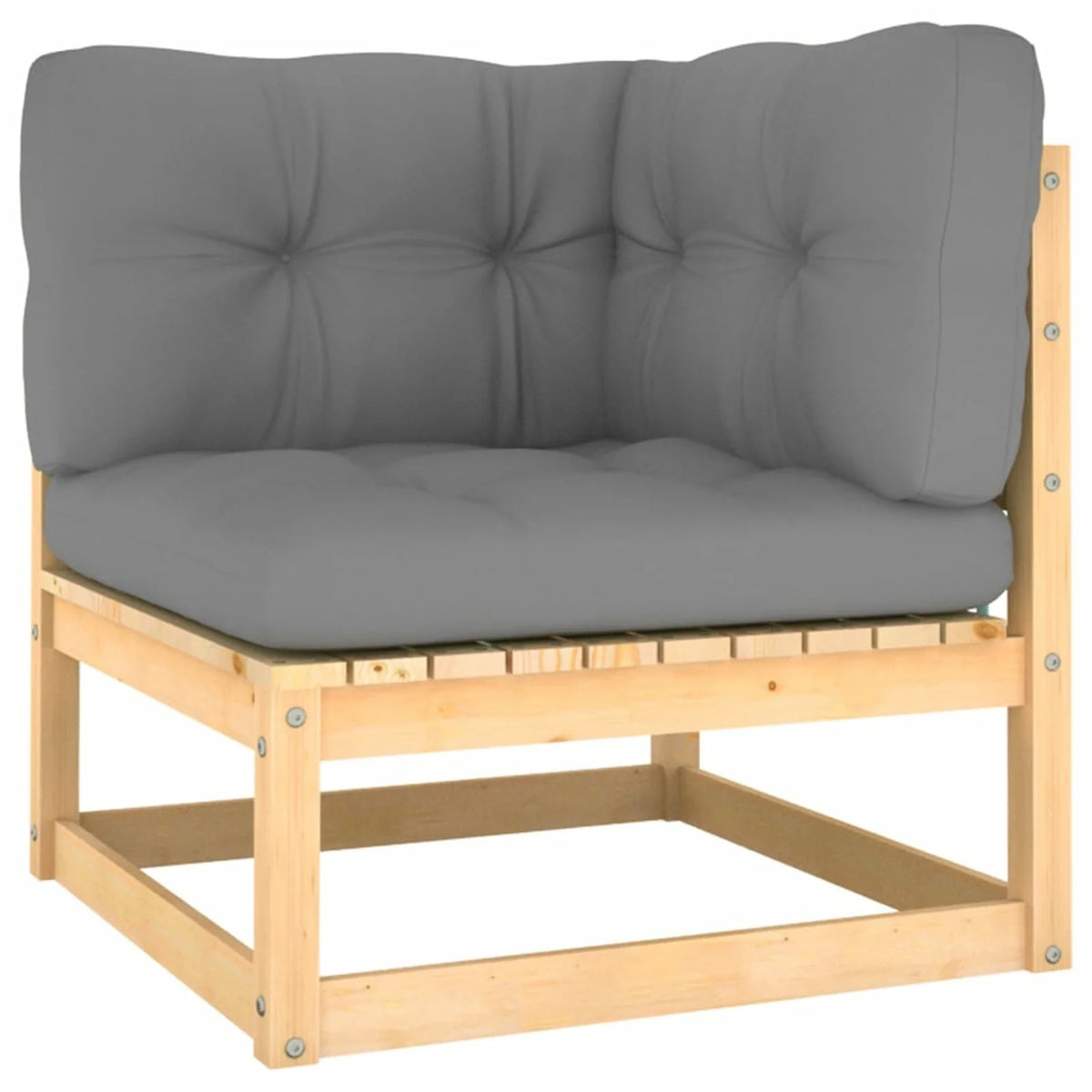 11 Piece Patio Lounge Set with Gray Cushion Pinewood Sectional Outdoor Furniture Set G23314