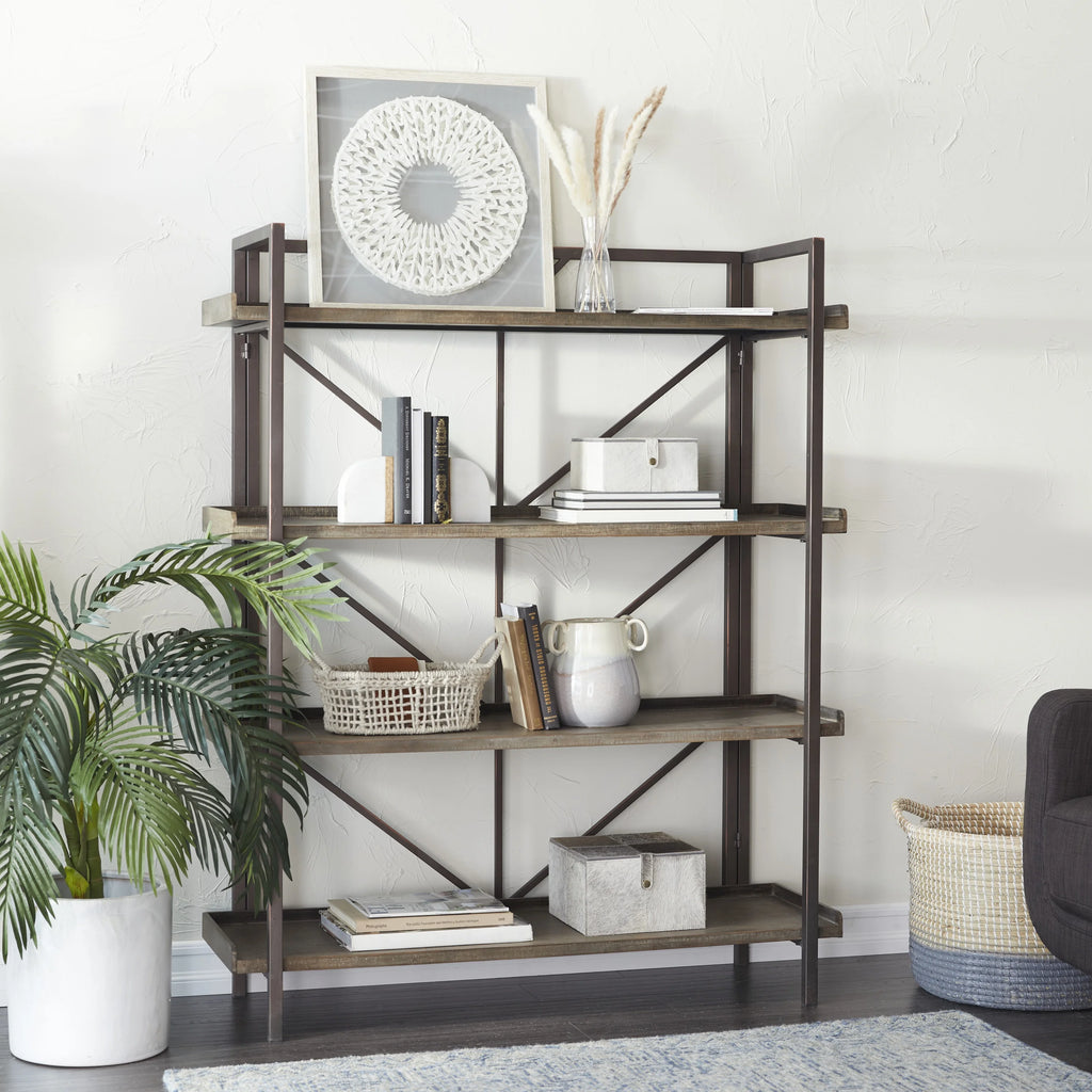48" x 59" Brown Metal 4-Tier Shelving Unit B2808