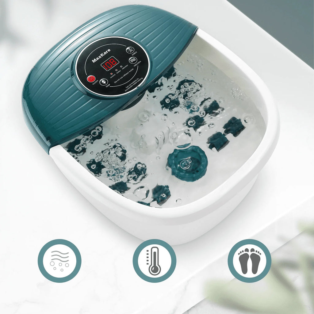 Foot Spa Bath Massager with Heat, Bubbles, Vibration, 16 Detachable Massage Rollers X4958