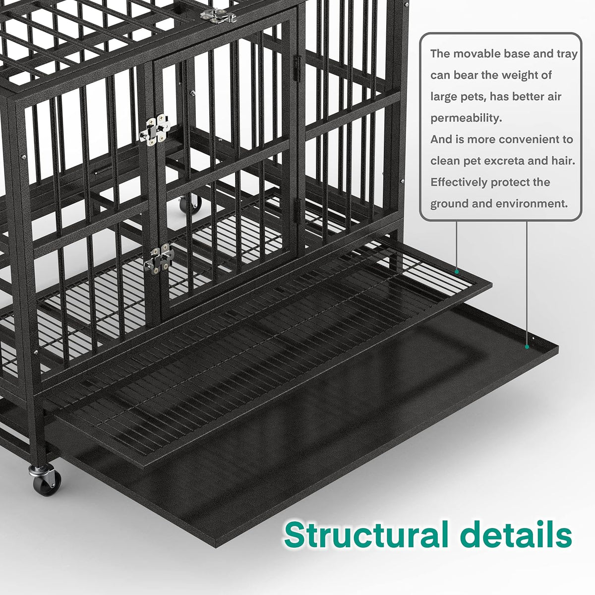 36 Heavy Duty Metal Dog Kennel and Crate, Double Door, Black F386210