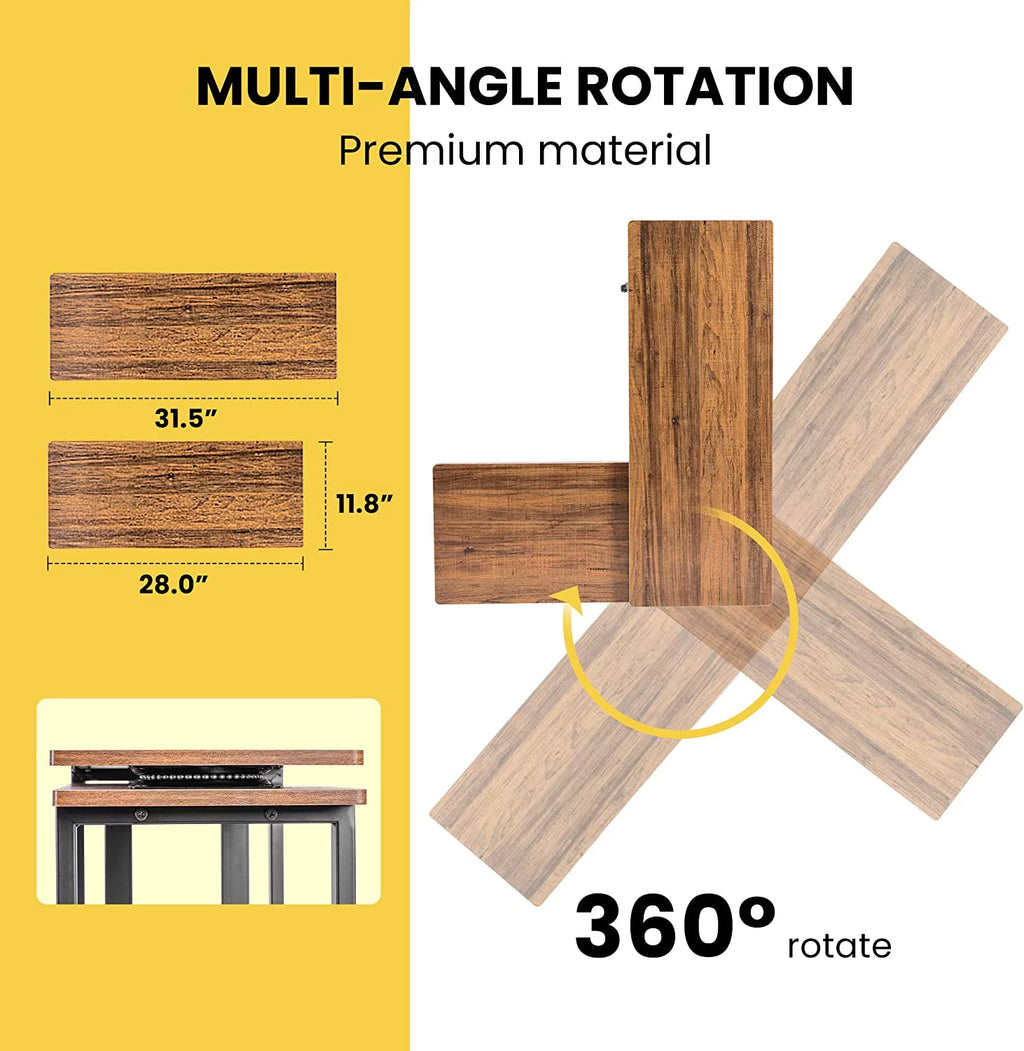 Sofa Side Table with 2 Tiers Storage Shelves Y642