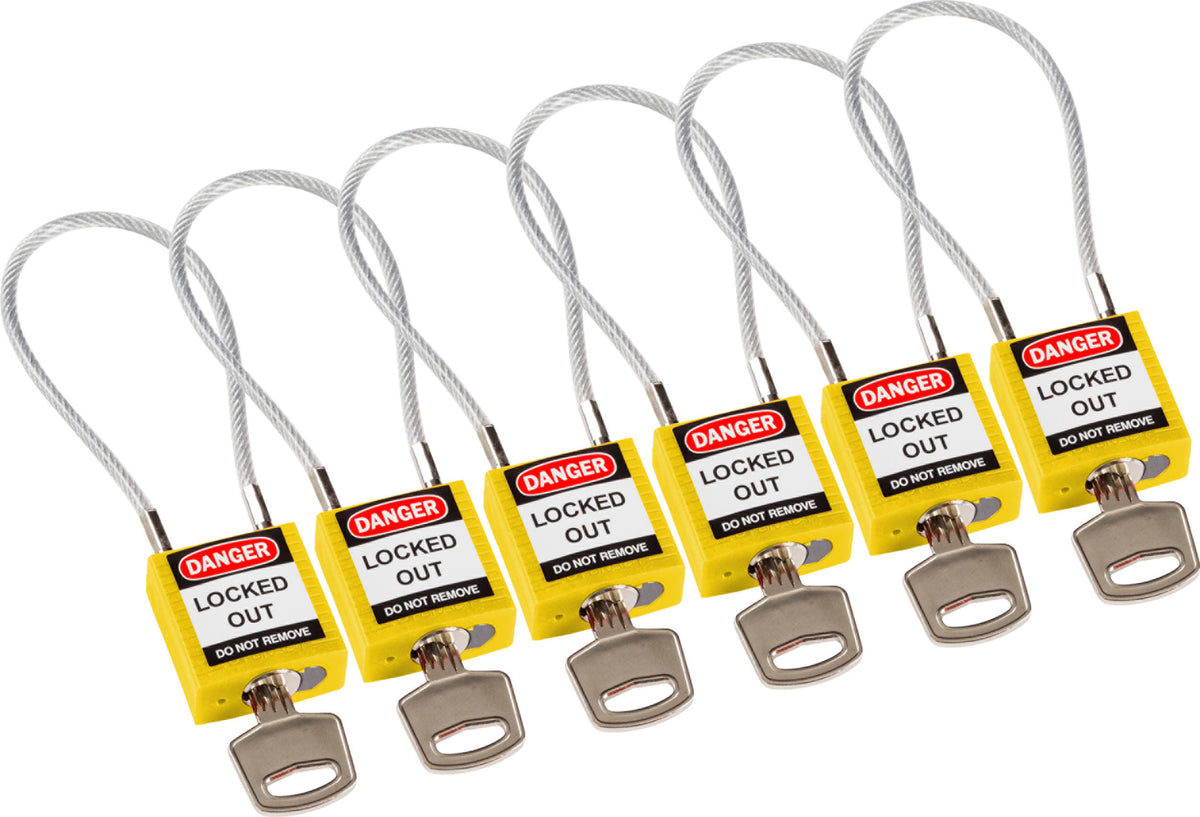 Yellow Compact Cable Padlock KA E623