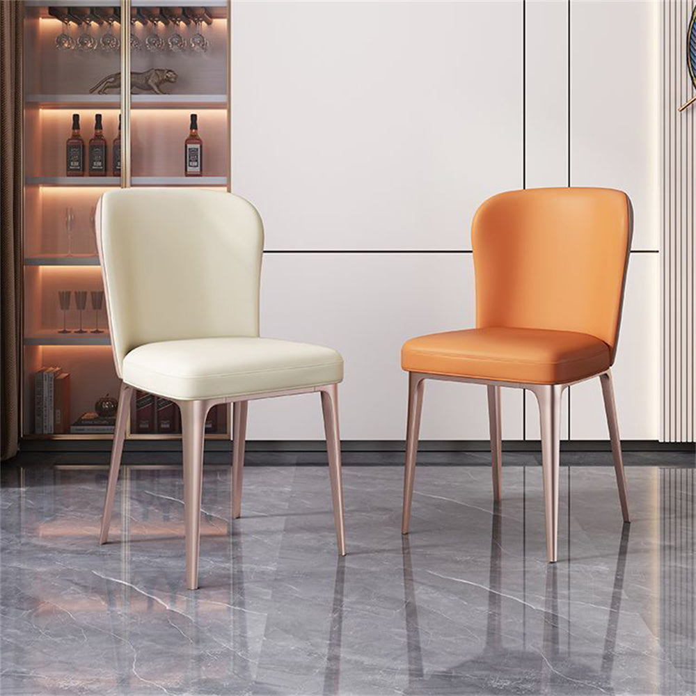 Set of 2 Faux Leather Upholstered Armless Side Chairs with Metal Legs N28857