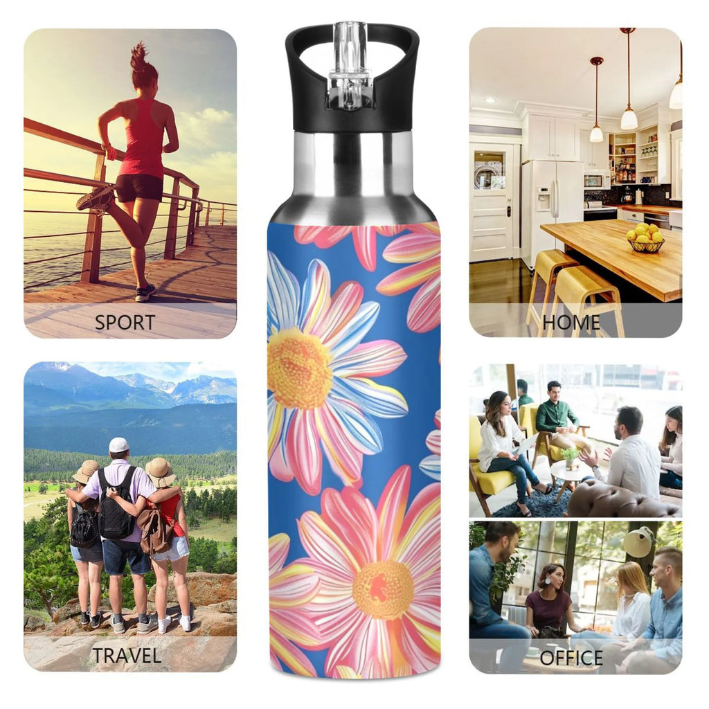 20 oz Insulated Stainless Steel Water Bottle with Straw Lid S30915