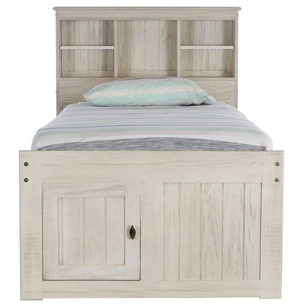 Solid Pine Twin Captains Bookcase Bed with 12 Drawers Y774970