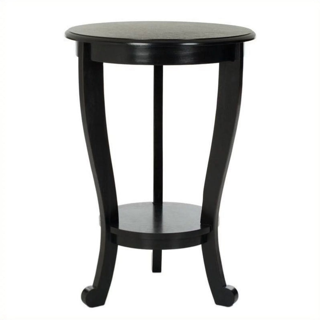 Black Wood Pedestal Side Table Set of 2 X6742