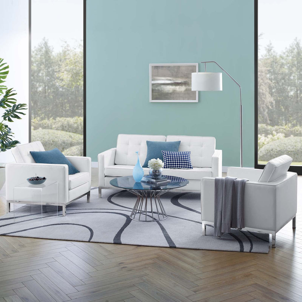 3 Piece Tufted Upholstered Faux Leather Set F671137