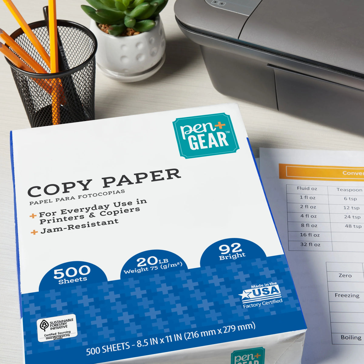 Copy Paper, 8.5 x 11, 92 Bright, White, 20 lb., 1 Ream (500 Sheets) E5241