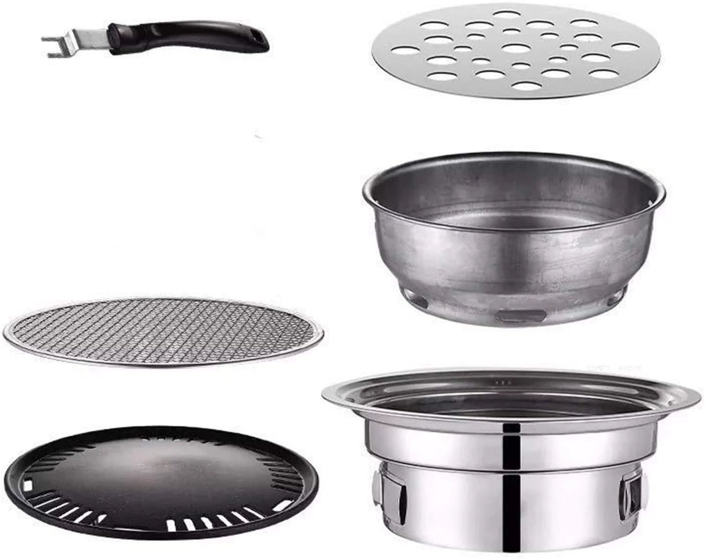 Round BBQ Charcoal Grill Non-stick Portable Stainless Steel Y199