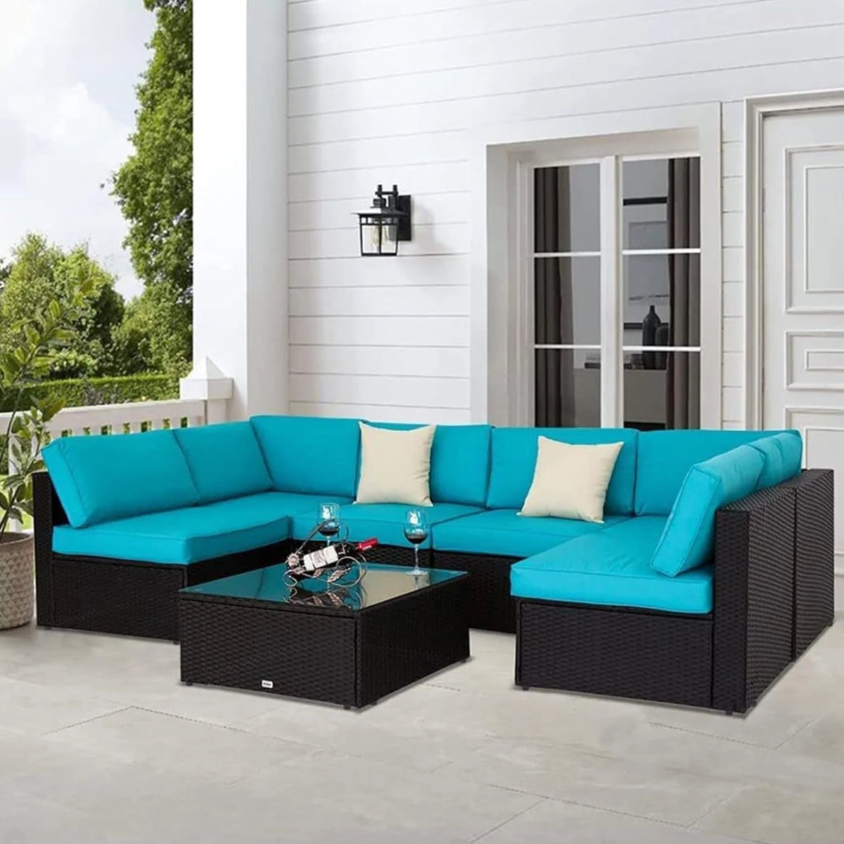 7 Pc Wicker Rattan Patio Furniture Set G72716
