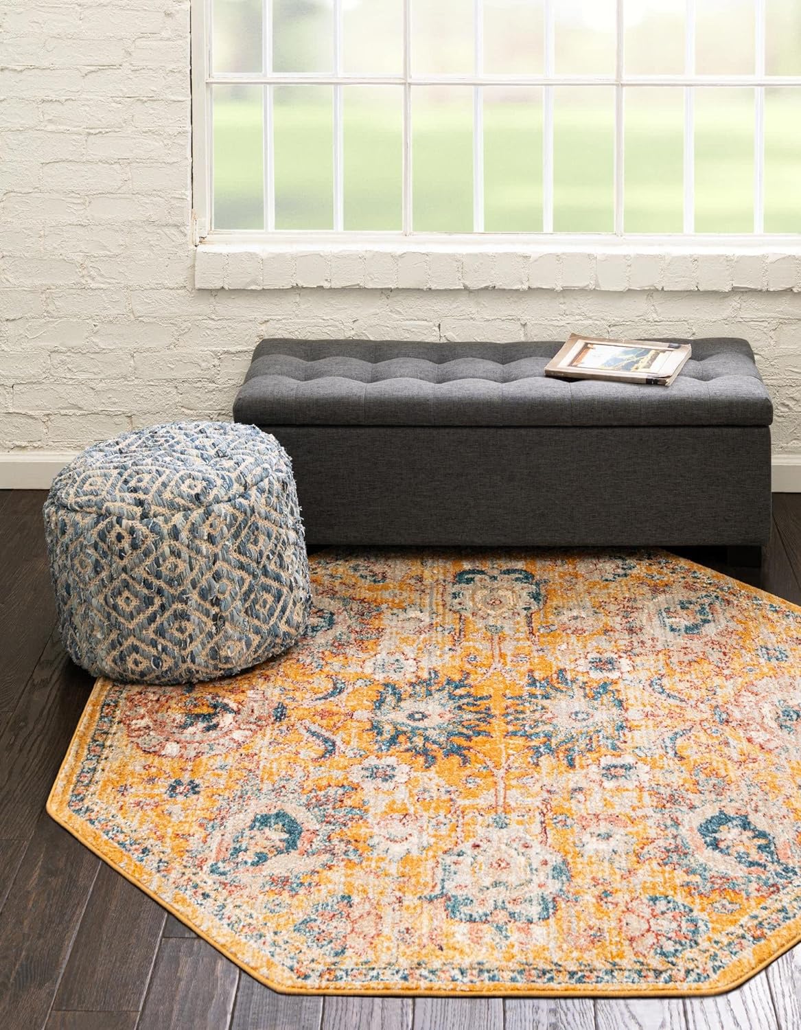 Yellow Octagon Rug B7795