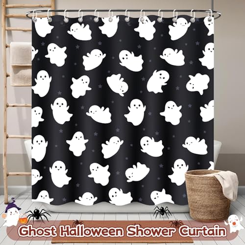4Pcs Christmas Shower Curtain Set with Non-Slip Rugs, Toilet Lid Cover and Bath Mat G122345