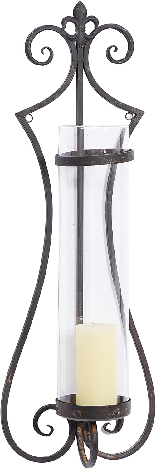 Metal Glass Candle Sconce, 7 by 27-Inch J973901