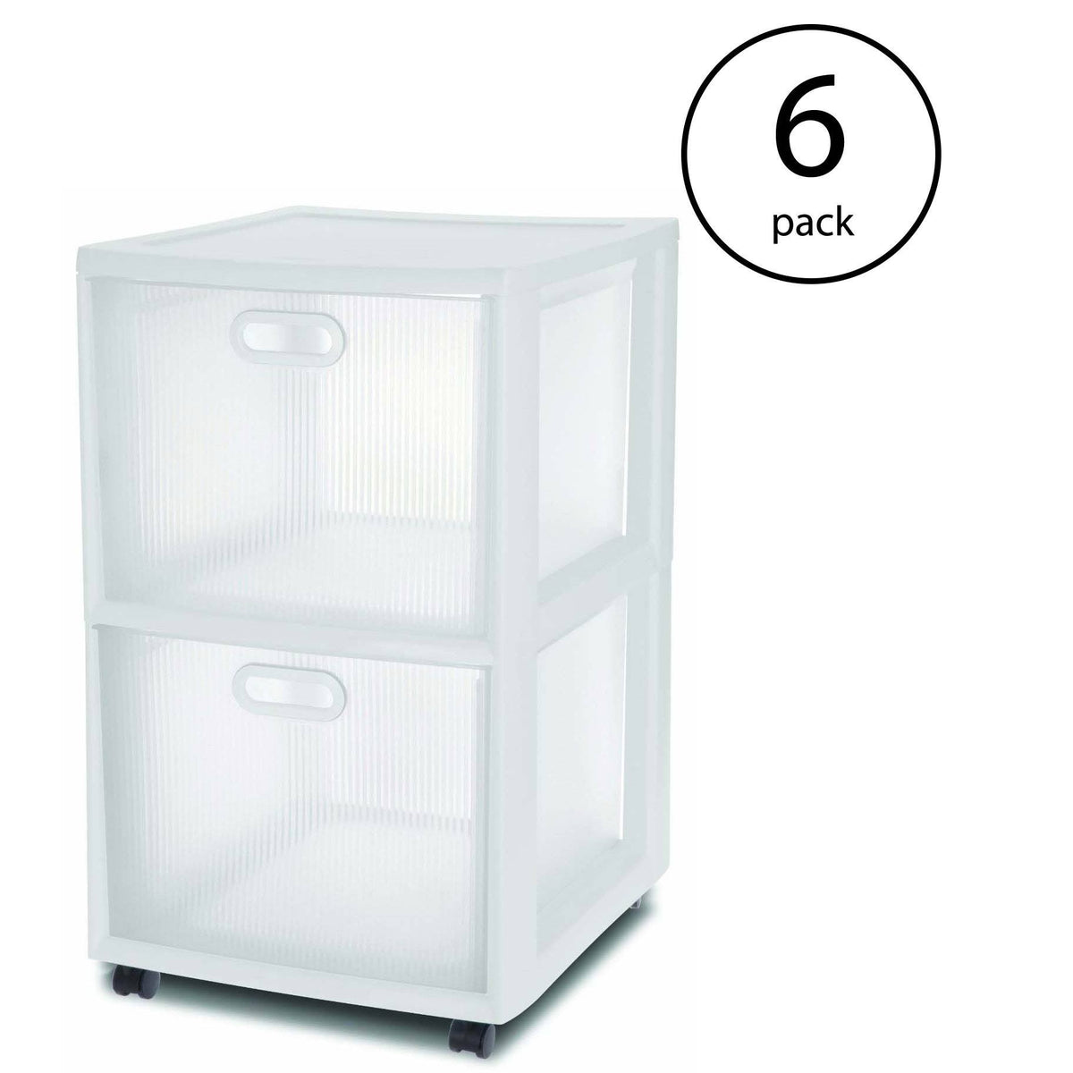 White 2 Drawer Rolling Storage Cart (6 Pack) B2154