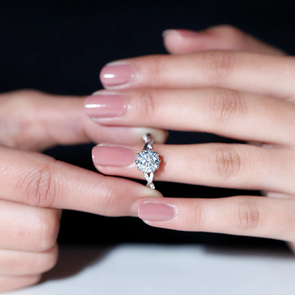 2.50 CT Moissanite Solitaire Engagement Ring with Braided Shank, 925 Sterling Silver T21580