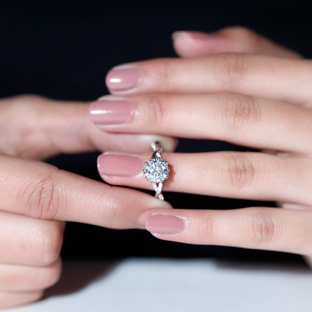 2.50 CT Moissanite Solitaire Engagement Ring with Braided Shank, 925 Sterling Silver T21580