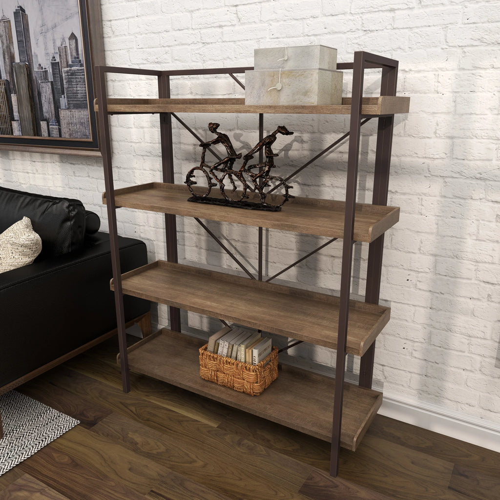 48" x 59" Brown Metal 4-Tier Shelving Unit B2808