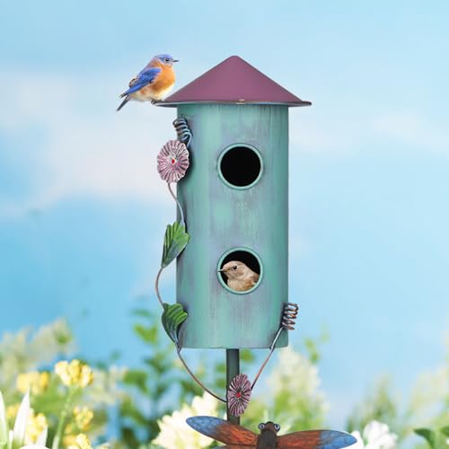 57” Metal Bird Feeder Stake with Cylinders Design D661035