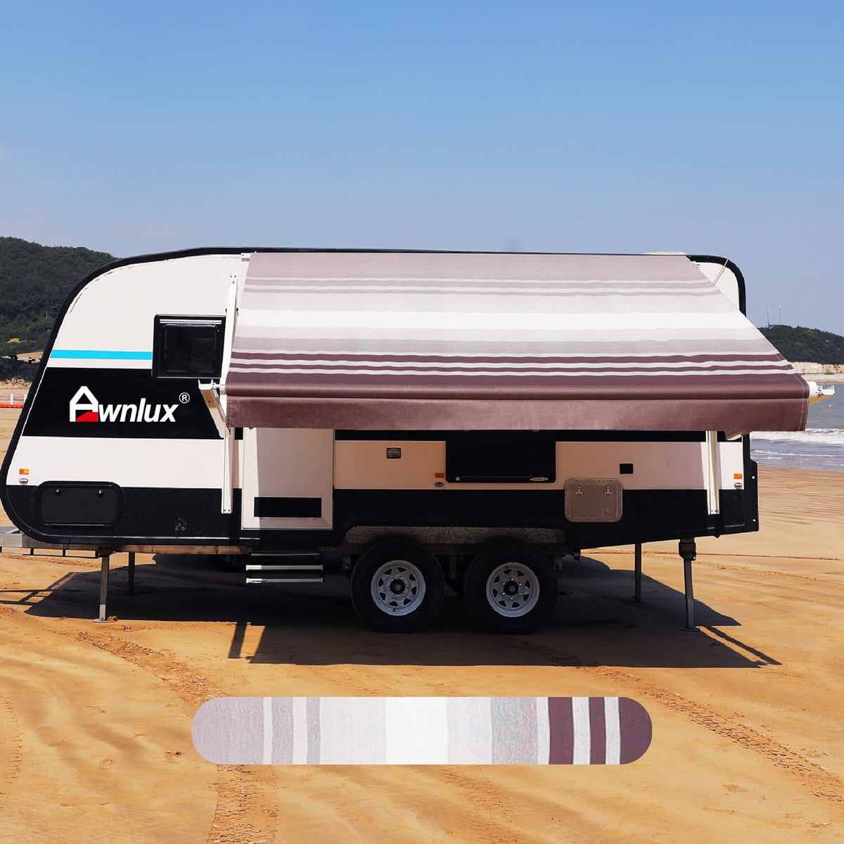 Ocean Blue 12' 4-Ply Vinyl RV Awning Fabric Replacement C929