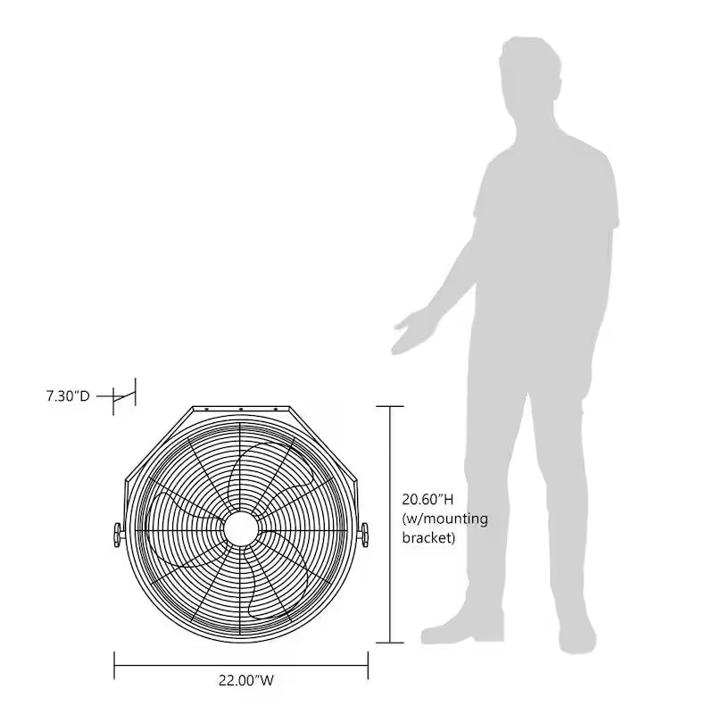 20 in. High Velocity Wall Mounted Fan with 3 Speeds and Adjustable Tilt in Black S58610