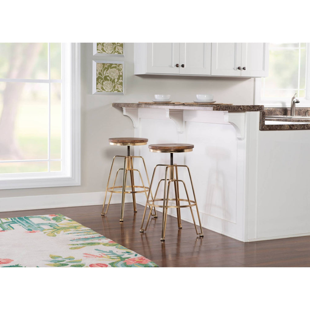 Adjustable Wood and Metal Stool O55557