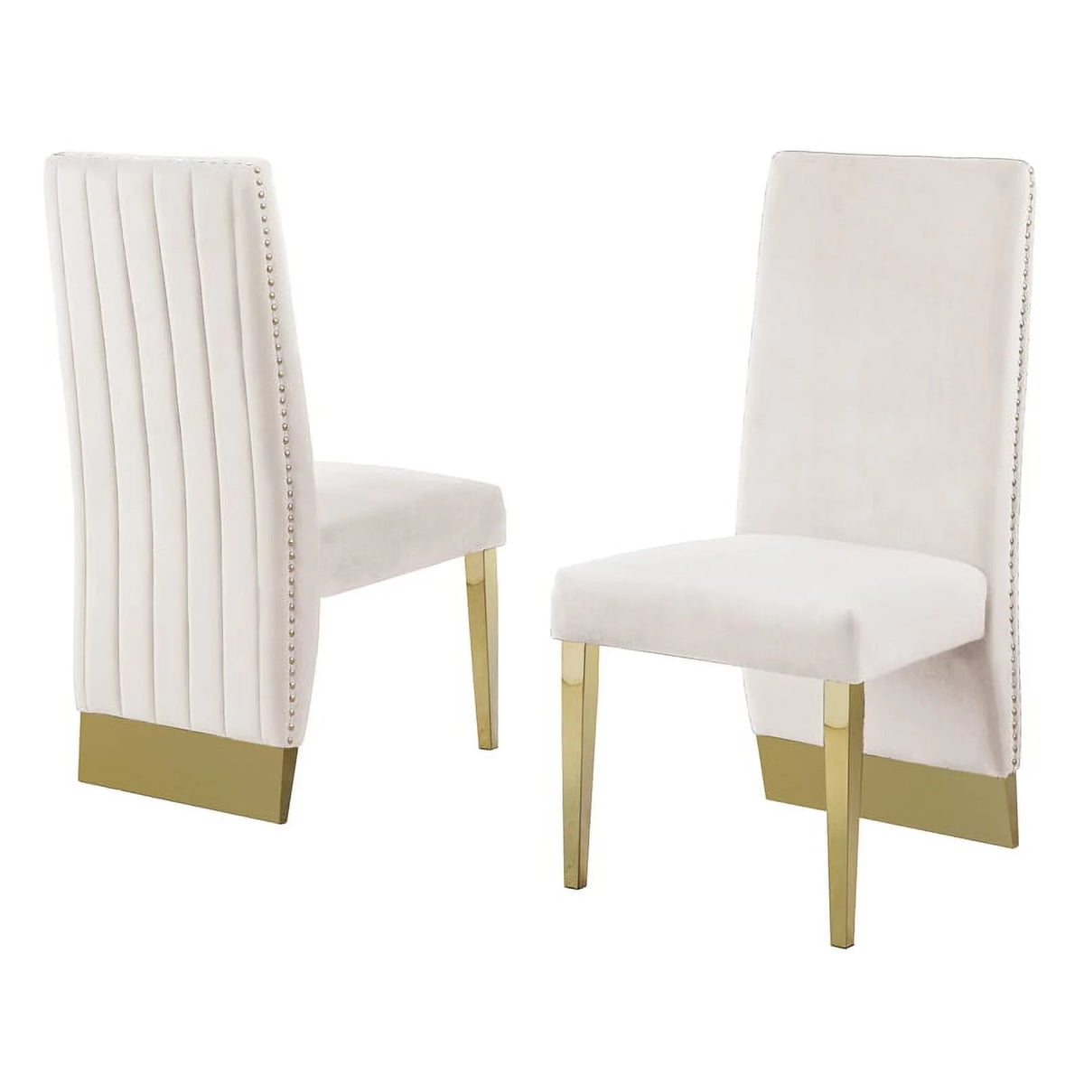 Cream Tufted Velvet Accent Side Chairs Set of 2 G899614