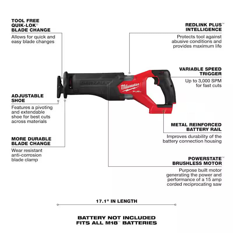 18V Lithium-Ion Brushless Cordless Reciprocating Saw with Battery & Blade Set S316