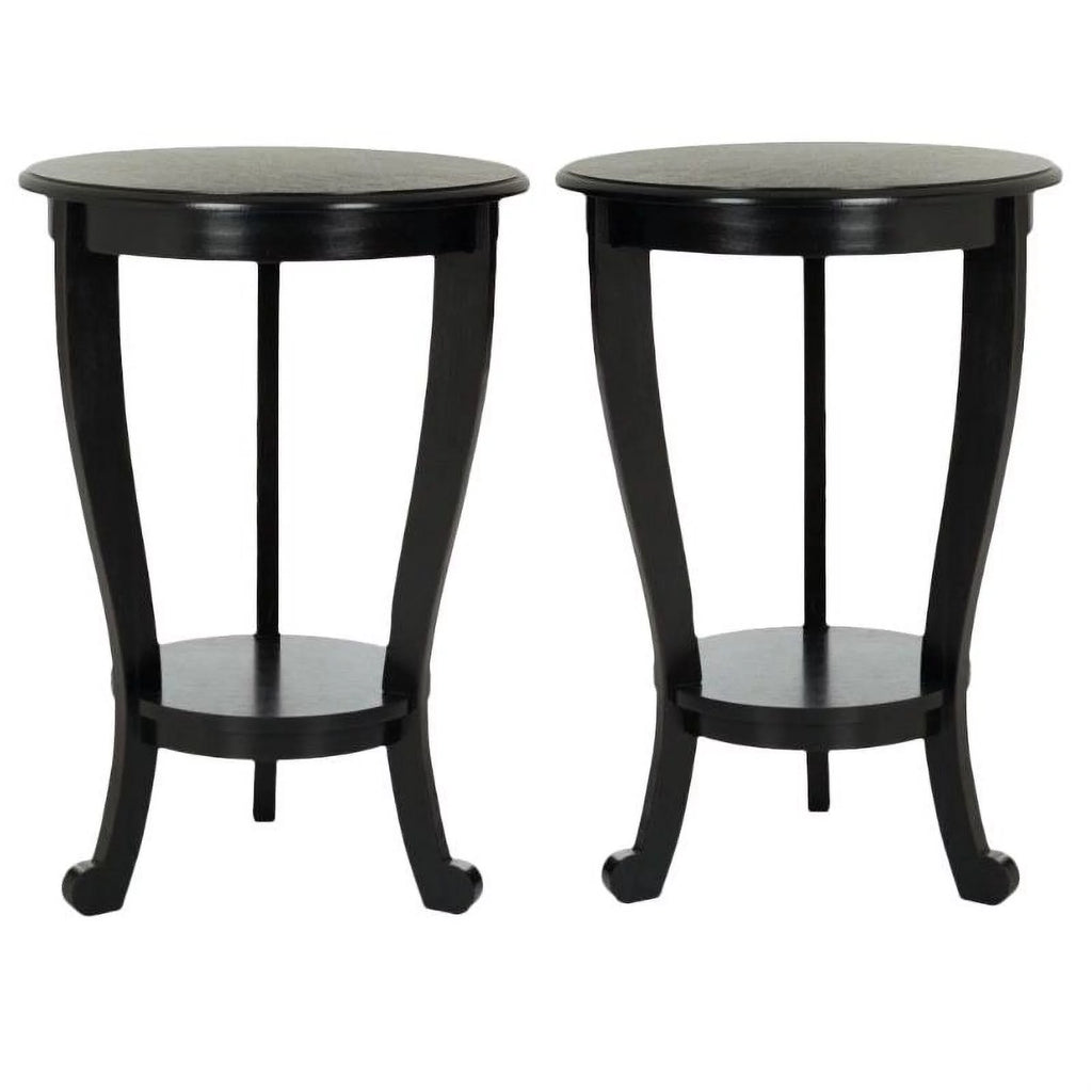 Black Wood Pedestal Side Table Set of 2 X6742