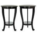 Black Wood Pedestal Side Table Set of 2 X6742