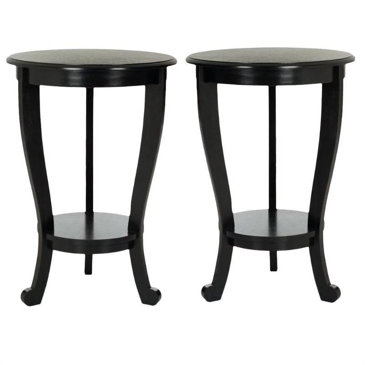 Black Wood Pedestal Side Table Set of 2 X6742